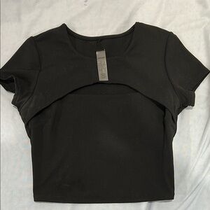Garage Black Crop T-Shirt with Cut Out Design